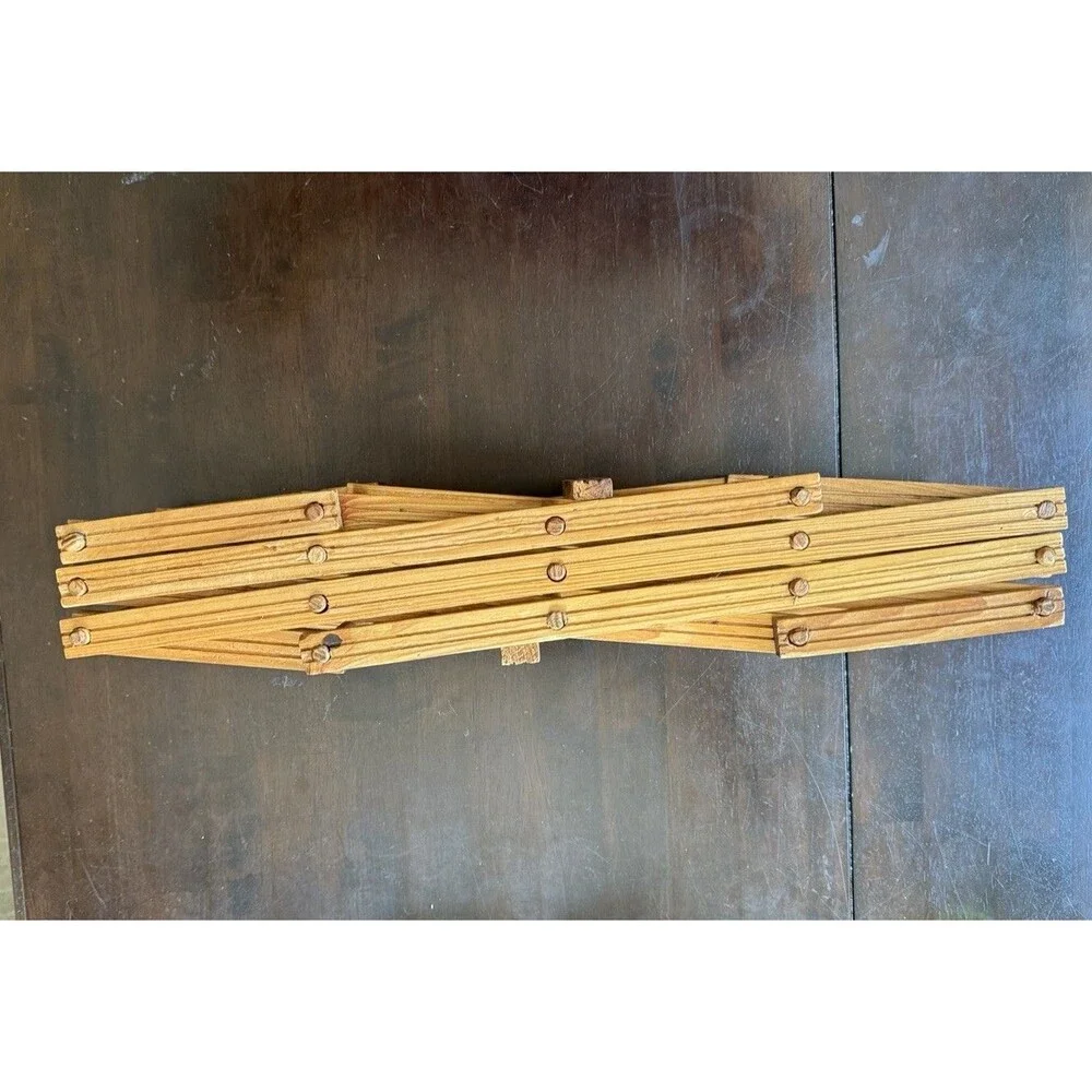 Vintage Hanging Wooden 8 Slot Wine Rack Accordian Fold Up Bottle Holder